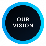 Light blue gradient circle with a dark blue circle in it with the text "Our Vision" that represents what Deep Cognition is about